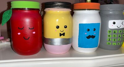 Painted classroom mason jars, school supply mason jars, teacher appreciation gift - image2